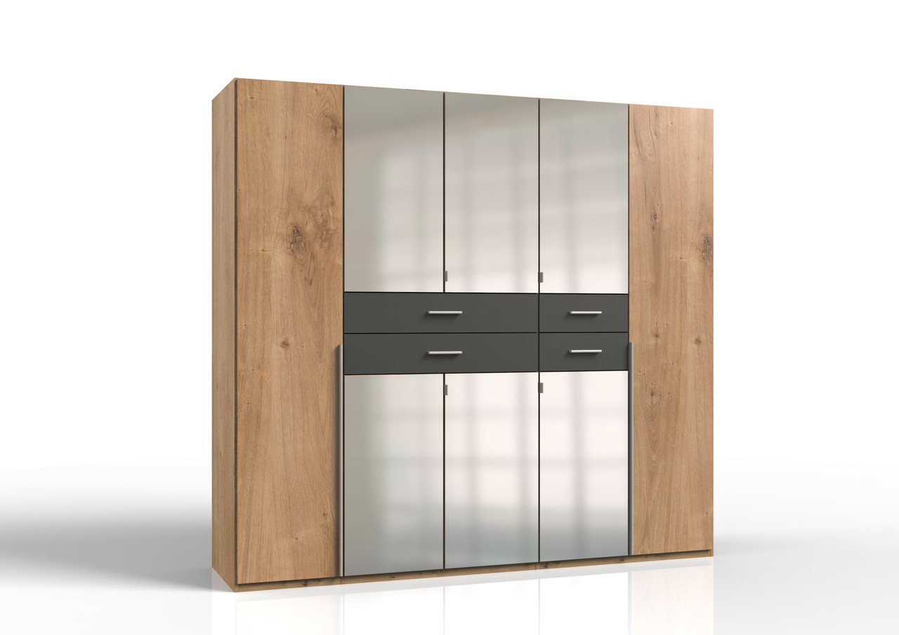 Tesoro Planked Oak And Graphite 5 Door Wardrobe