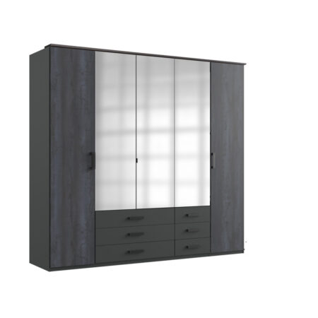 Tesoro 5 Door Wardrobe Front digi-steel carcase graphite